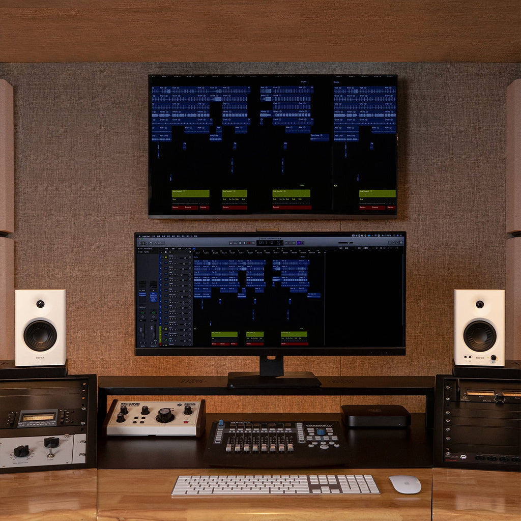 MR4 Powered Studio Monitor Speakers, White (Pair)
