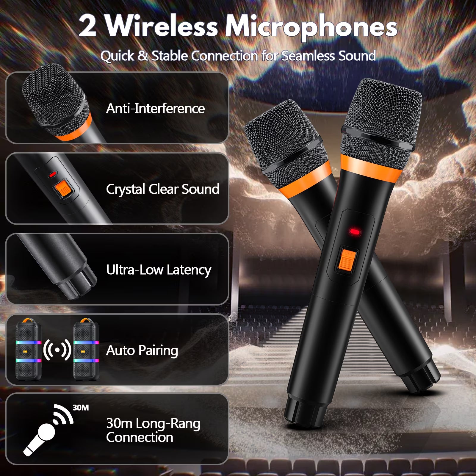 Karaoke Machine for Aldult, Portable Speaker Bluetooth for Outdoor Parties with 2 Microphones, 3 Subwoofer, T29-T