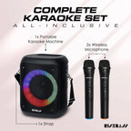 Risebass Portable Karaoke Machine with 2 Wireless Microphones - 