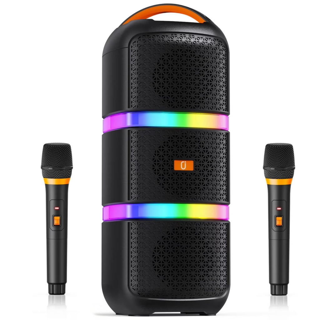 Karaoke Machine for Aldult, Portable Speaker Bluetooth for Outdoor Parties with 2 Microphones, 3 Subwoofer, T29-T