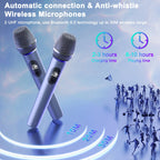 Bluetooth Speaker, Portable Party Speaker with 2 Microphones, DJ Lights for Outdoor and Home