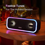 Soundbox Pro+ Bluetooth Speaker, Immersive 24W Stereo Sound with Booming Bass, IPX6 Waterproof, 15H Playtime, Mixed Colors Lights, Wireless for Backyard, Hiking, Garage, Party-Grey